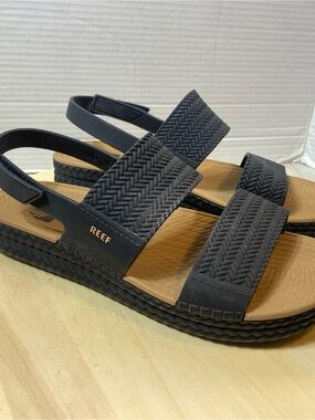 Reef Women’s Black Sandals Size 10 PVC Free Casual Strappy Platform Flat Shoes